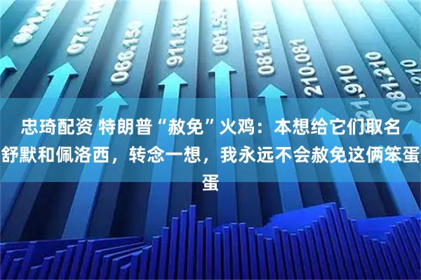 忠琦配资 特朗普“赦免”火鸡：本想给它们取名舒默和佩洛西，转念一想，我永远不会赦免这俩笨蛋